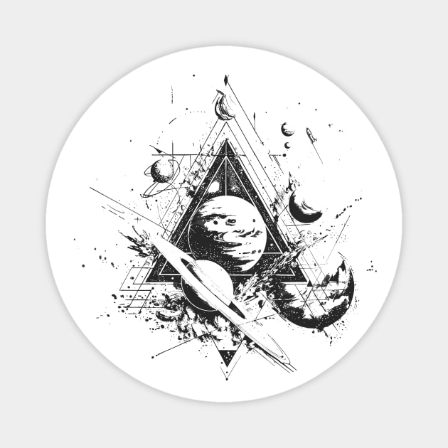 Space Exploration Theme Pencil Drawing Magnet by Vinokurio